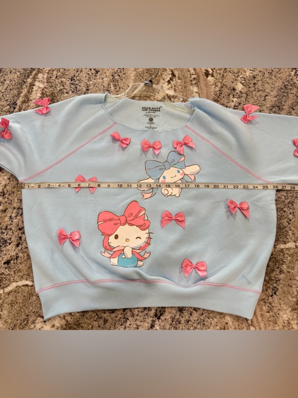 Cinnamorol Bow Embelished Off The Shoulder Round Neck Long Sleeve -Large - Picture 5 of 5